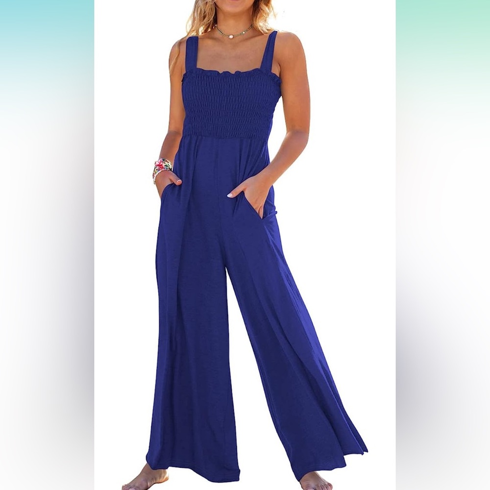 💋PRICE DROP💋Caracilia Stretch Sleeveless Jumpsuit XL Royal Blue - POCKETS!💙